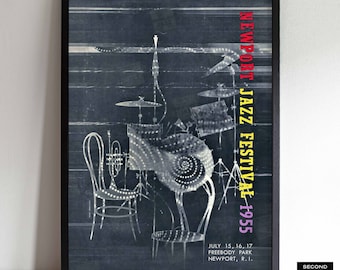 1955 Newport Jazz Festival jazz poster - Miles Davis at Newport - Newport, Rhode Island