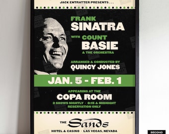 Frank Sinatra jazz poster - Sinatra at the Sands - Count Basie - Quincy Jones - Las Vegas - 1966