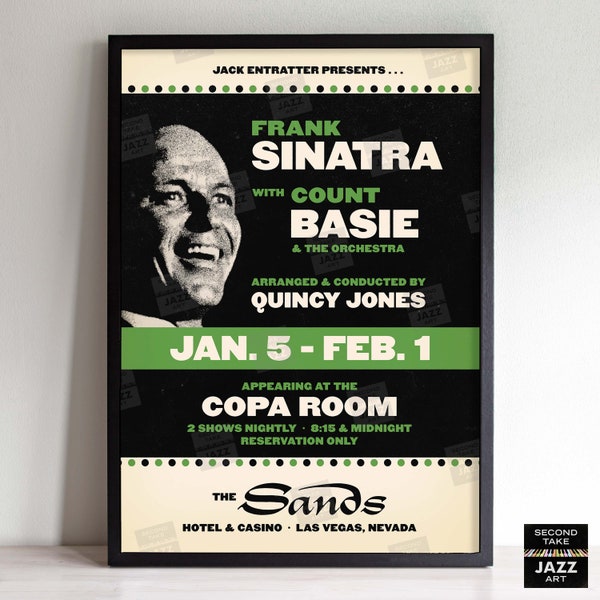Frank Sinatra jazz poster - Sinatra at the Sands - Count Basie - Quincy Jones - Las Vegas - 1966
