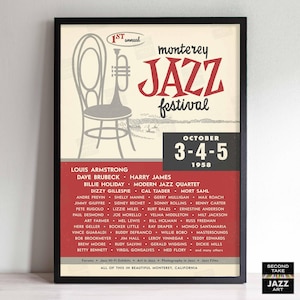 1958 Monterey Jazz Festival jazz poster - The First MJF - Monterey, California