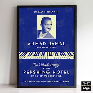 Afiche de jazz de Ahmad Jamal - At the Pershing - But Not for Me - Chicago, IL - 1958 (variante azul)