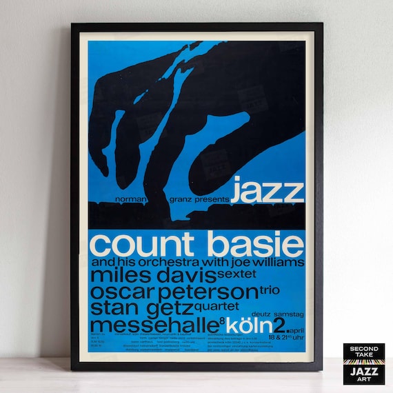 Count Basie - Miles Davis - Oscar Peterson - Stan Getz jazz poster - Köln, Germany - 1960