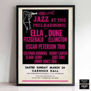 Póster de jazz de Ella Fitzgerald, Duke Ellington y Oscar Peterson, Carnegie Hall, 1967