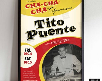 Tito Puente jazz poster - Cha Cha Cha - Live at Grossinger's - Catskills, NY - 1959