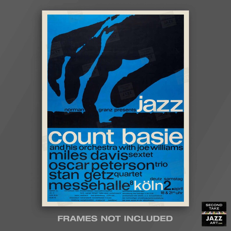 Count Basie - Miles Davis - Oscar Peterson - Stan Getz jazz poster - Köln, Germany - 1960 imagen 4