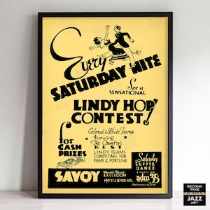 Póster de jazz de Savoy - Concurso de Lindy Hop - Harlem - Nueva York - Década de 1930-1940