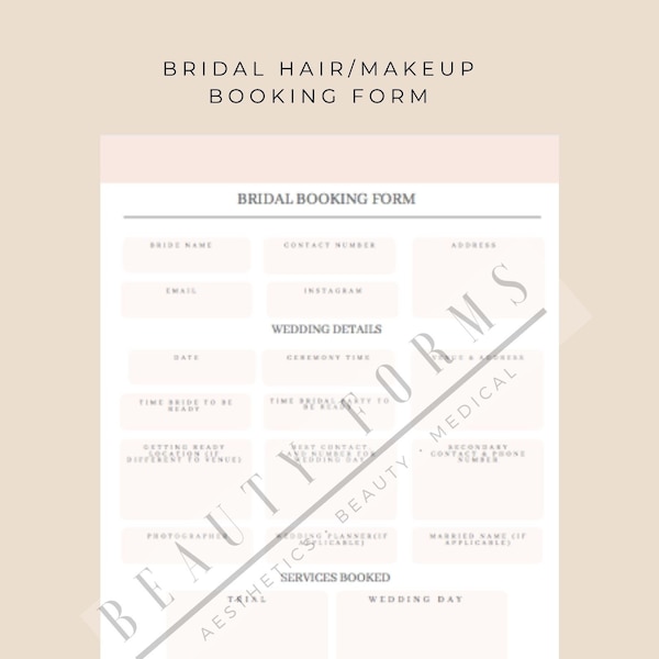 Bridal Hair Booking Form - Etsy