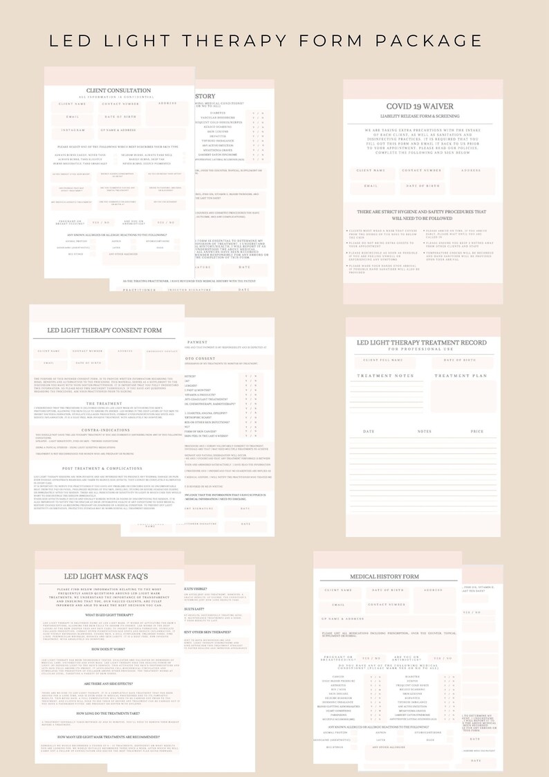 LED Light Therapy Value Form Package Download & Print Client ...