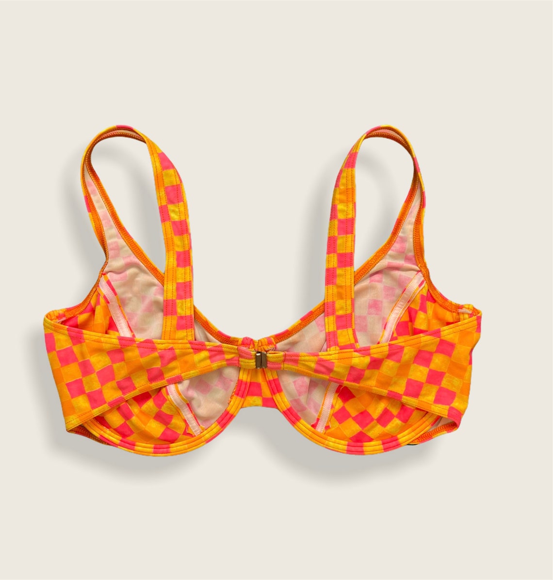 Y2K Bikini Hibiscus Vintage Pink and Orange Geometric Mix | Etsy