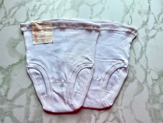 NOS Soviet Set of 2 Girls' Russian Cotton Underwear, Vintage White  Children's Panties With Factory Tag, Kids 80s, Made in USSR. Collectible 