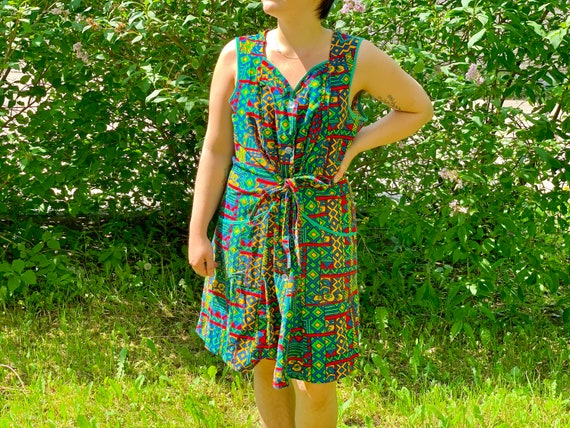 Soviet Vintage Cotton Dress 80s Women's 