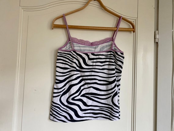 Vintage Y2K Cami Top, Plus Size Women's Zebra Bla… - image 4