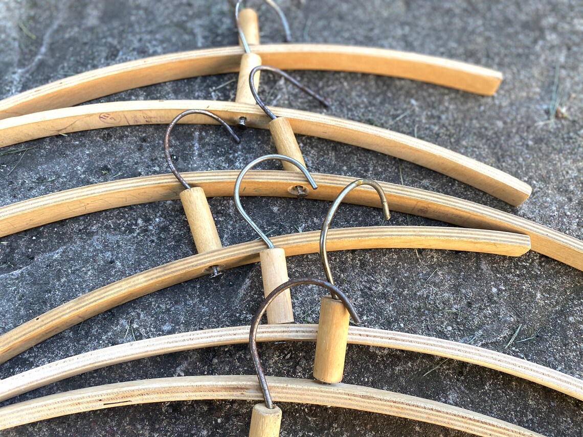 Set of 7 Soviet Vintage Wood Clothing Hangers Retro Russian Etsy