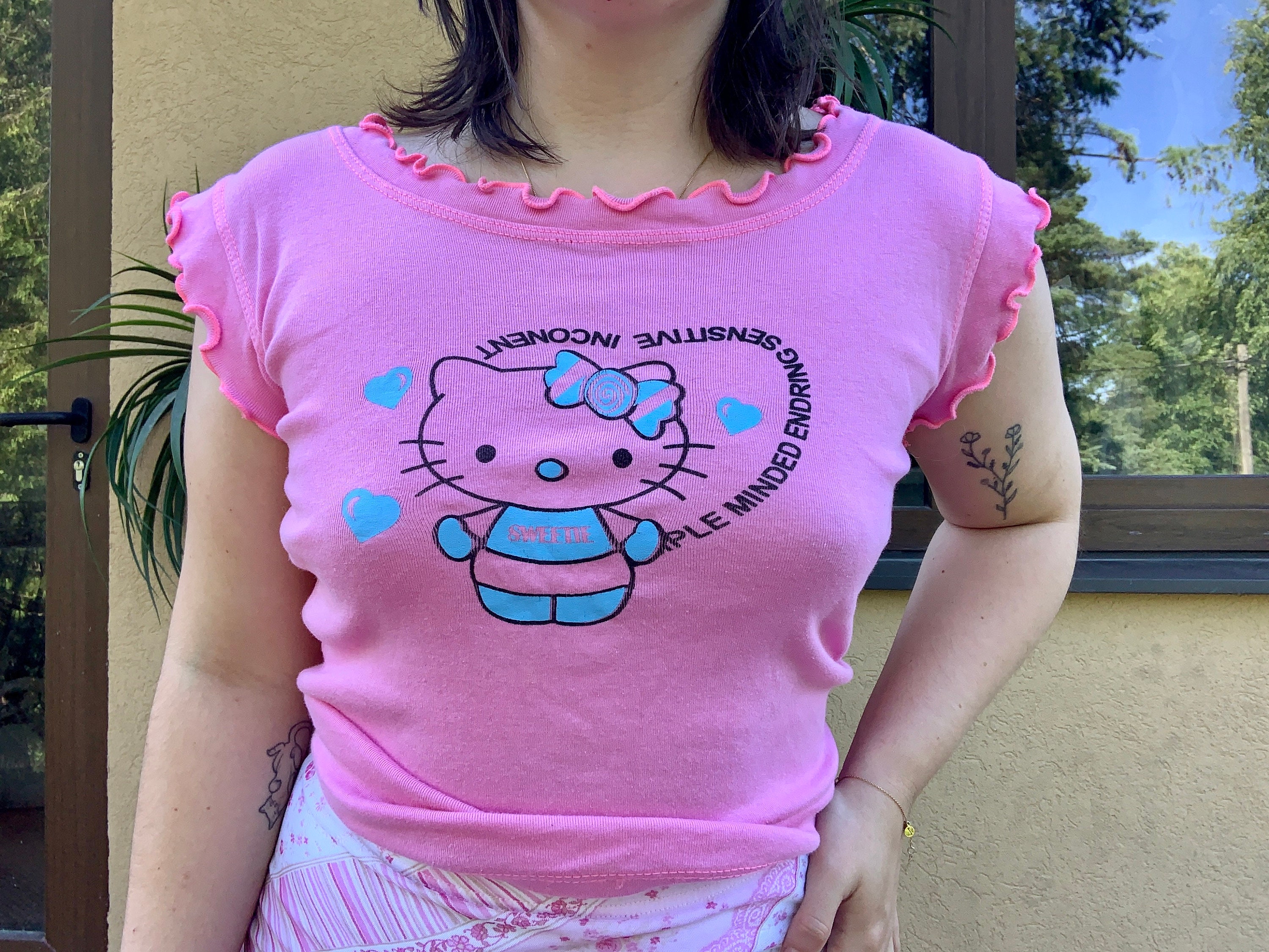 Vintage Y2k HELLO KITTY Top Pastel Pink Shirt Cami Cotton Etsy UK