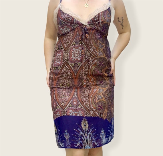 Vintage Y2K Colorful Hippie Slip Dress, 90s does … - image 1