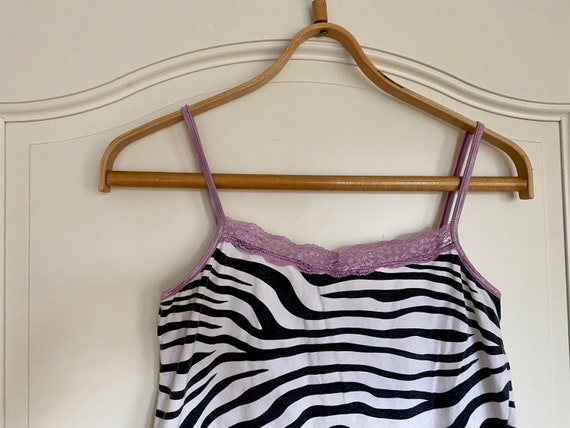 Vintage Y2K Cami Top, Plus Size Women's Zebra Bla… - image 2