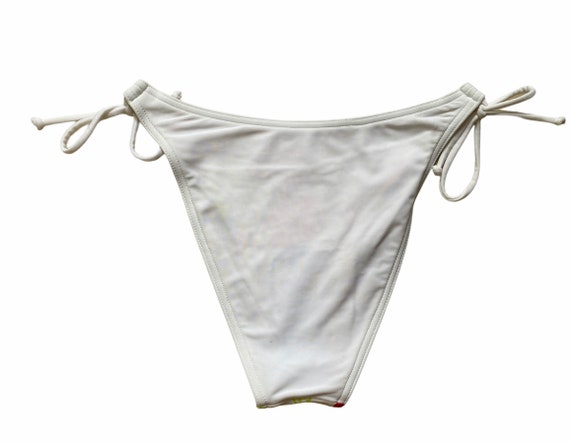 Vintage Y2K Bikini Hibiscus Print NOS White Red T… - image 6