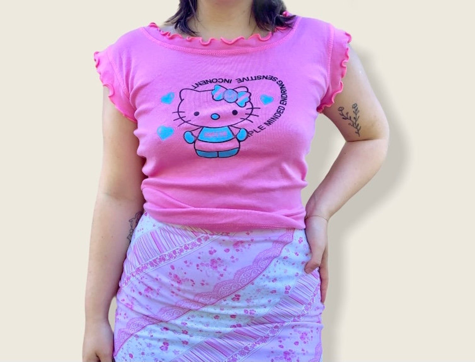 Vintage Y2k HELLO KITTY Top Pastel Pink Shirt Cami Cotton Etsy UK