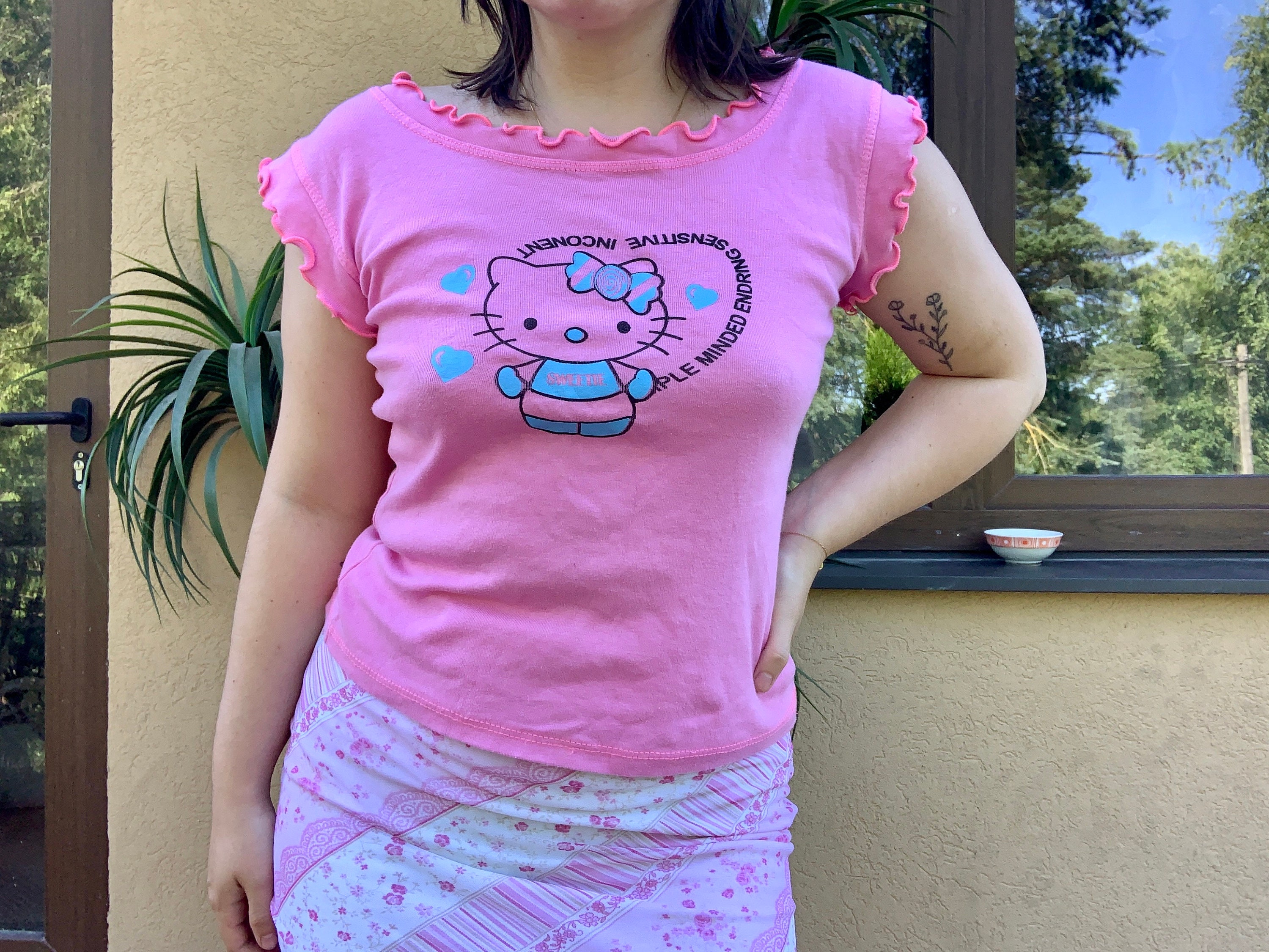 Vintage Y2k HELLO KITTY Top Pastel Pink Shirt Cami Cotton Etsy UK