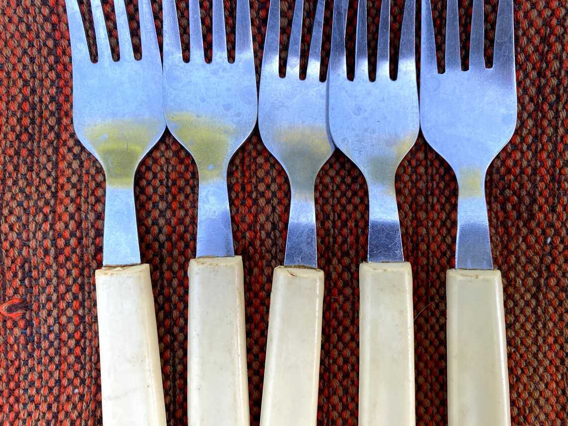 Set of 5 Soviet Bakelite Forks Vintage Russian Flatware 70s Etsy