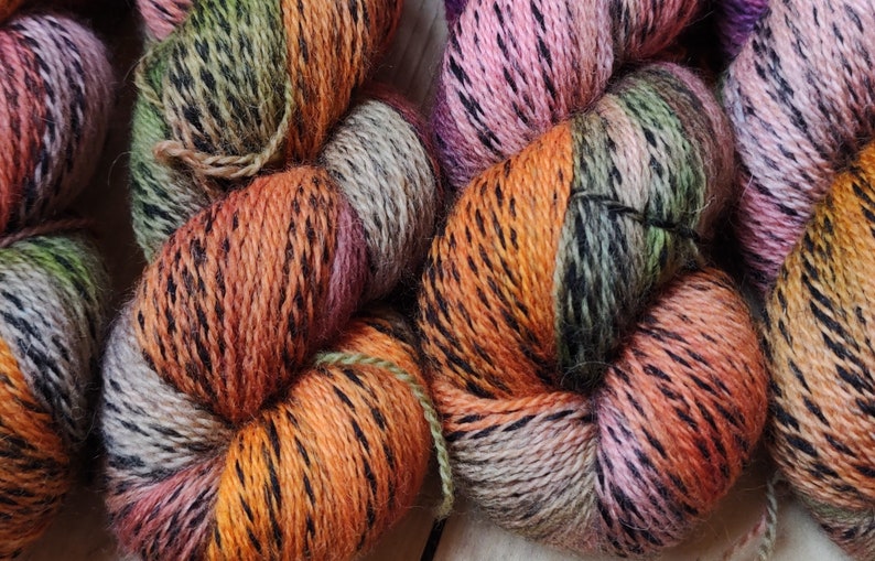One of a kind on Non-superwash Highland Zebra 4 ply fingering weight 4ply sock yarn image 2