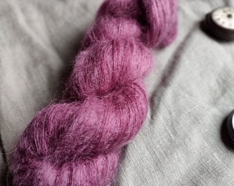 Dusky rose  on Lace weight Kid silk Mohair 72 percent mohair  28 percent silk yarn 50g 420m