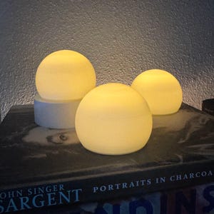 Cozy Flickering LED Tea Light Lantern I Enclosed Orb Tea Lamp | 3 pack | LED tea light candle lantern | Modern home decor | 3D printed