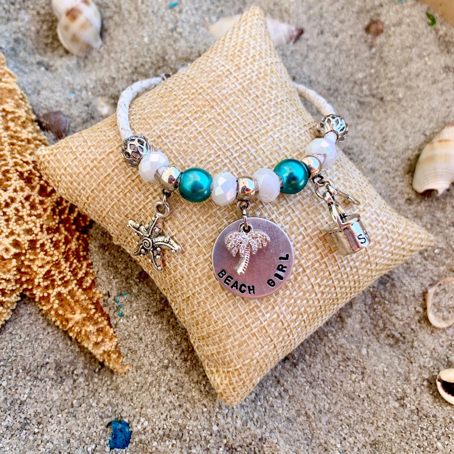 Beach Girl Customizable Charm Bracelet Etsy