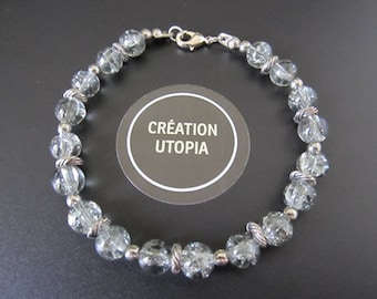 Glass beaded bracelet and silver beads