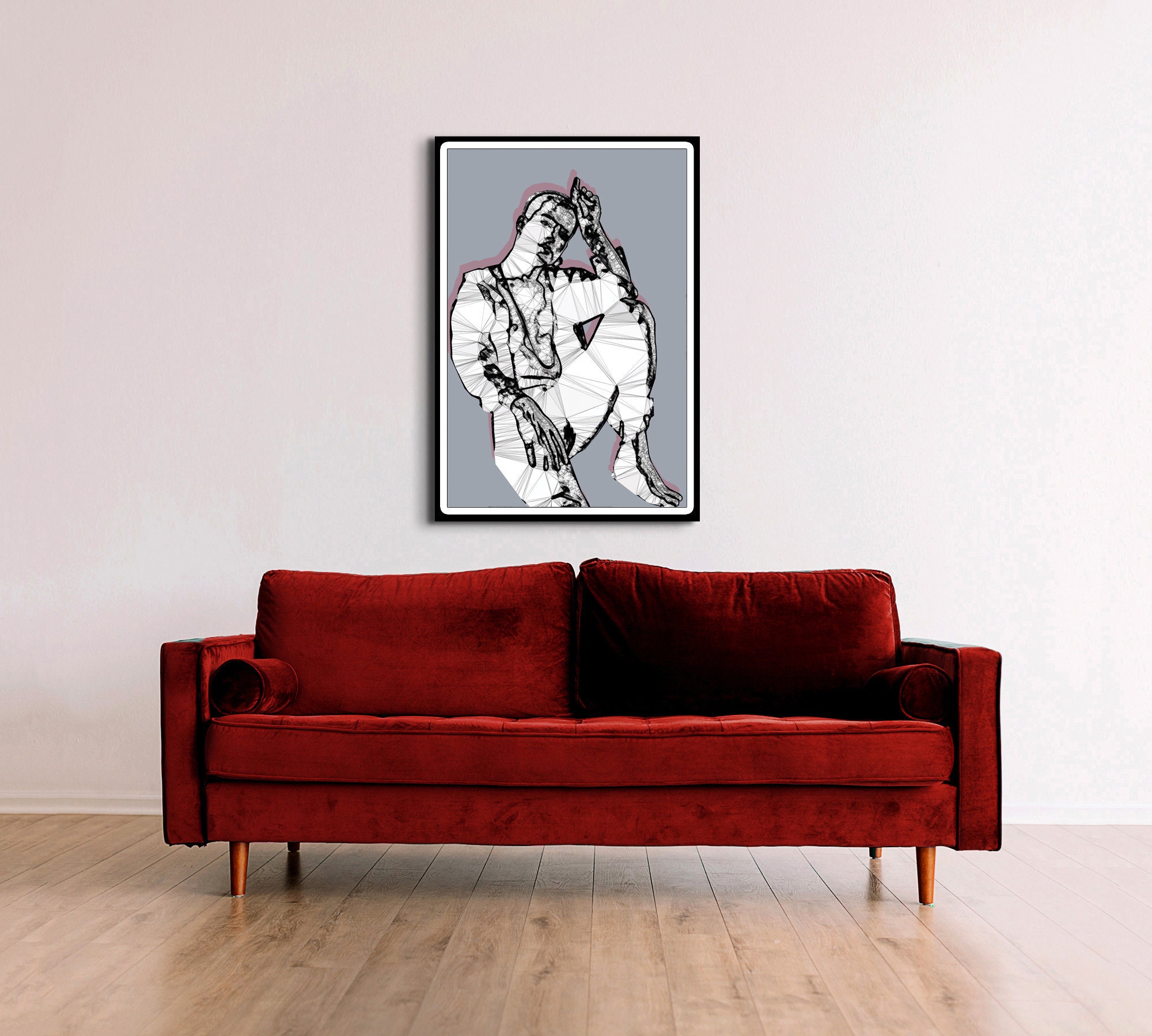 Male portrait art print Male wall art Gay art Male figure Etsy