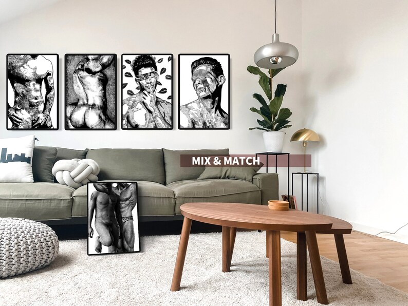 Black and White Wall Art Male Potrait Wall Art Gay Wall Art - Etsy