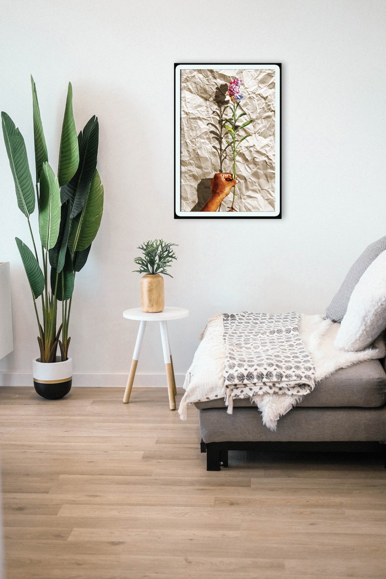 Flower Hand Art Print Hands Wall Print Rolled Canvas Print,Feminist art African Art Boho Hands poster Abstract Hand Art Print Hand art