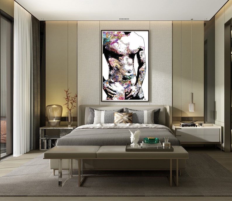 Man Nude wall art, Gay wall art, Erotic Man art, Nude print, Erotic wall art, Male Nude, Canvas Print, Collage print, LGBTQ wall art,Bedroom 