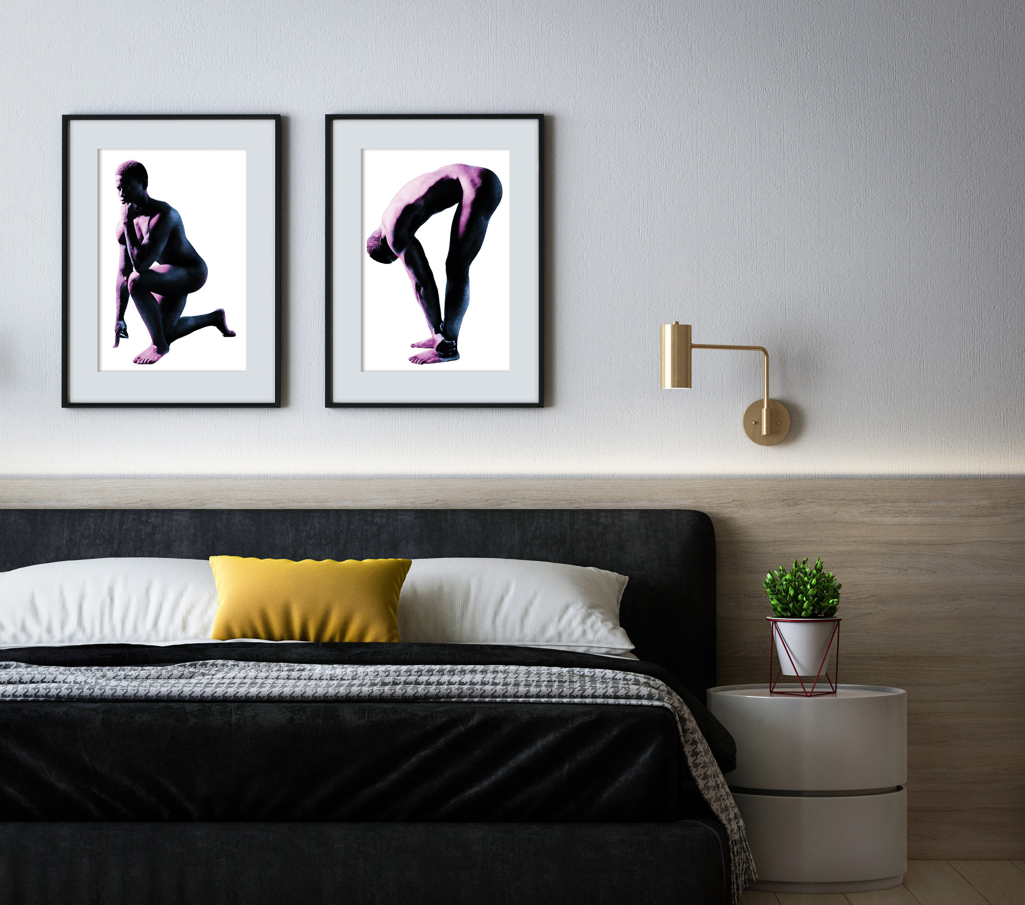 African American Art Set of 2 Male Nude Art Black Men Art | Etsy