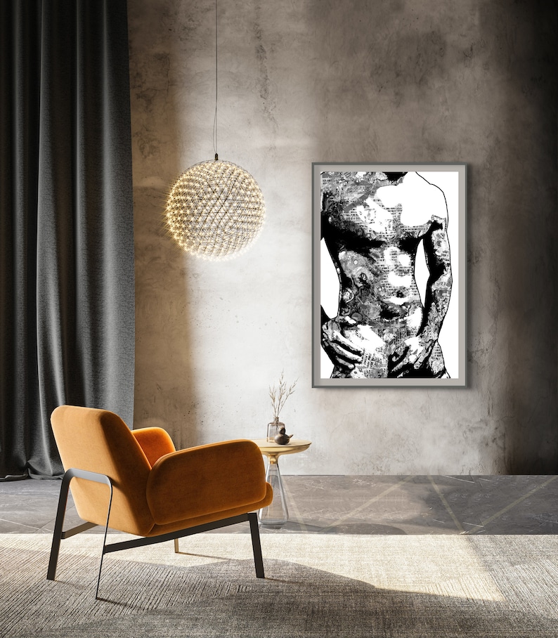 Black And White Wall Art Black And White Nude Male Nude Wall Etsy