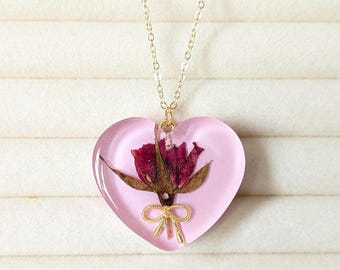 RAOING Flower Heart Pendant 【Texture】 1928 Jewelry Gold Etched Floral Heart Pendant Necklace 16