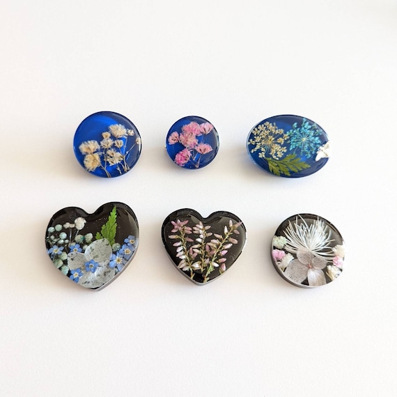 Pressed Flower Resin Brooch Floral Jewellery Real Flower Pin