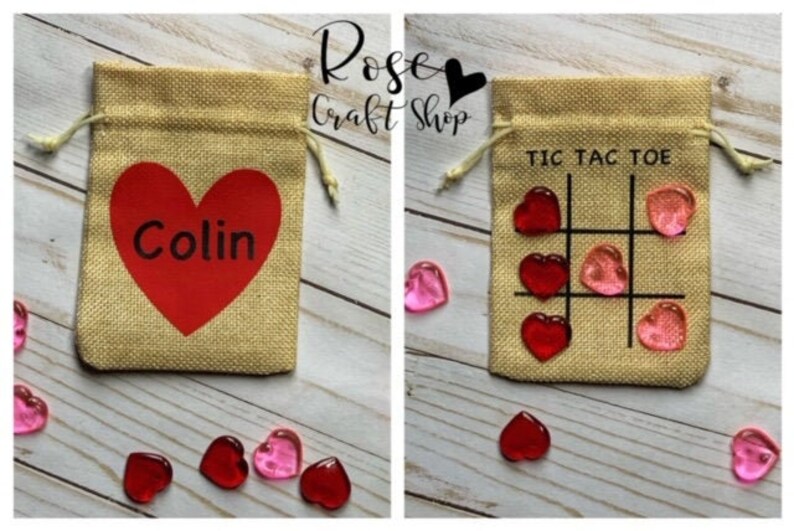 Valentine S Day Tic Tac Toe Bag Personalized Gift Kids Game Bag Burlapbags Com Valentine S Day Tic Tac Toe Bag Personalized Gift Kids Game Bag Burlapbags Com