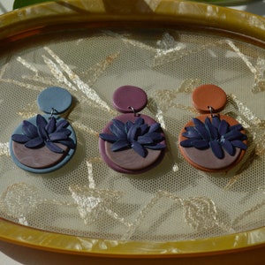 Purple Persian Shield Potted Plant Polymer Clay Drop Earrings