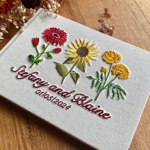 A5 Embroidered Flower Garden Guestbook/Memory Book Hardcover Scrapbook with Blank Pages image 2