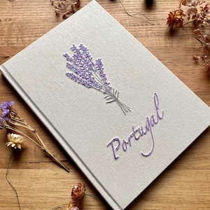 A4 Personalised Scrapbook With Floral Embroidery - Hardcover Notebook - Blank Pages