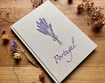 A4 Personalised Scrapbook With Floral Embroidery - Hardcover Notebook - Blank Pages