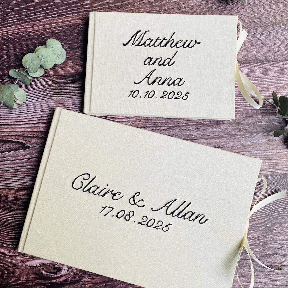 **[for bridal shower if attending]Embroidered Guestbook/memory Book (SMALL)