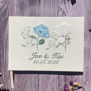 A5 Embroidered Flower Garden Guestbook/Memory Book: Hardcover Scrapbook with Blank Pages - Designs 1-8