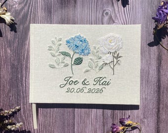A5 Embroidered Flower Garden Guestbook/Memory Book: Hardcover Scrapbook with Blank Pages - Designs 1-8