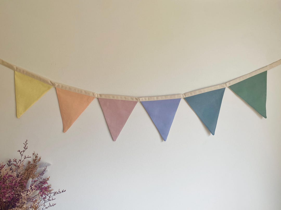 Pastel Rainbow Fabric Triangle Bunting Banner - Etsy