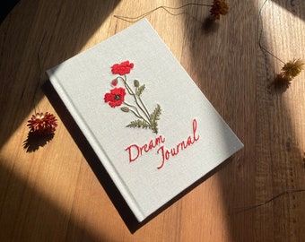 Dream Journal With Poppy Embroidery - A5 - Hardcover - Blank Pages