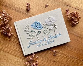 A5 Embroidered Flower Garden Guestbook/Memory Book - Hardcover Scrapbook with Blank Pages - Designs 1-8