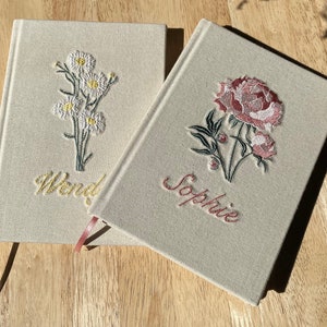 A5 Personalised Journal With Floral Embroidery Hardcover Notebook Blank Pages image 5