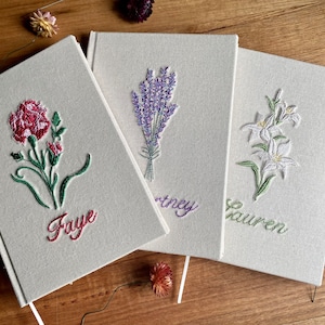 A5 Personalised Journal With Floral Embroidery Hardcover Notebook Blank Pages image 3